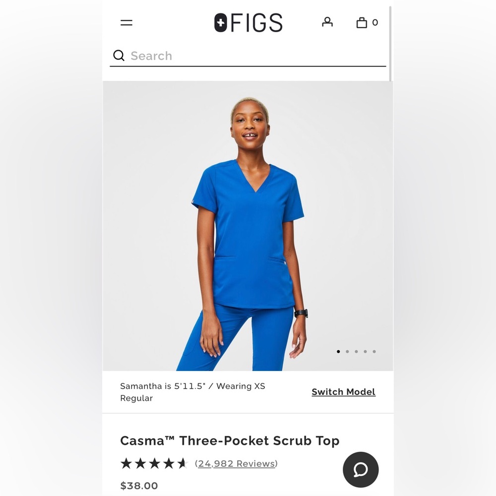 Figs Casma top in Royal Blue size XXS